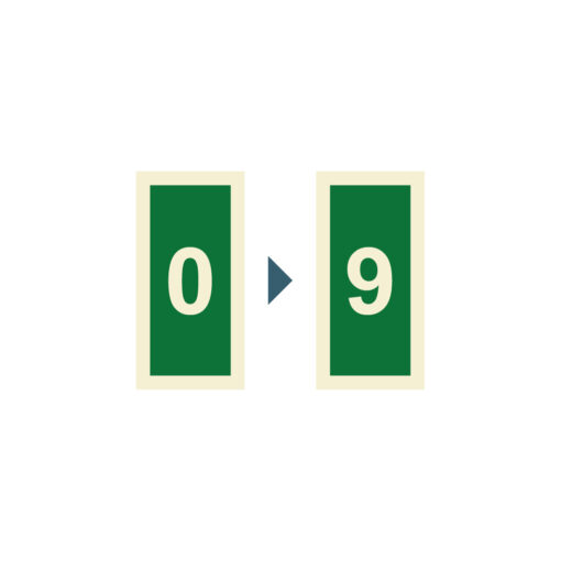 Sinalética / Pictograma Números de 0 a 9 fundo verde e números brancos - 8750-09