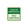 Sinalética / Pictograma SAÍDA EMERGÊNCIA NÃO OBSTRUIR- EM2305
