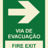 Sinalética / Pictograma VIA EVACUAÇÃO FIRE EXIT SETA ESQUERDA DIREITA - EM2412