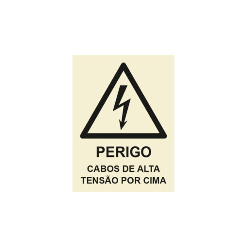 Sinalética / Pictograma PERIGO CABOS ALTA TENSAO POR CIMA - PE3222