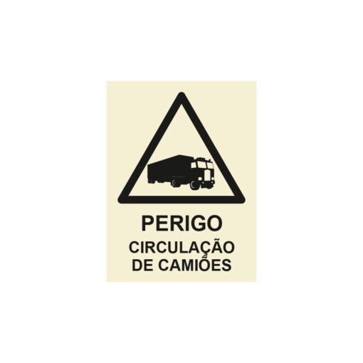 Sinalética / Pictograma PERIGO CIRCULACAO DE CAMIOES - PE3282